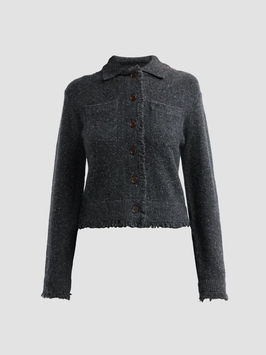 Vince Women's Donegal-Style Cashmere Button-Front Cardigan - Charcoal Donegal - Size XXS