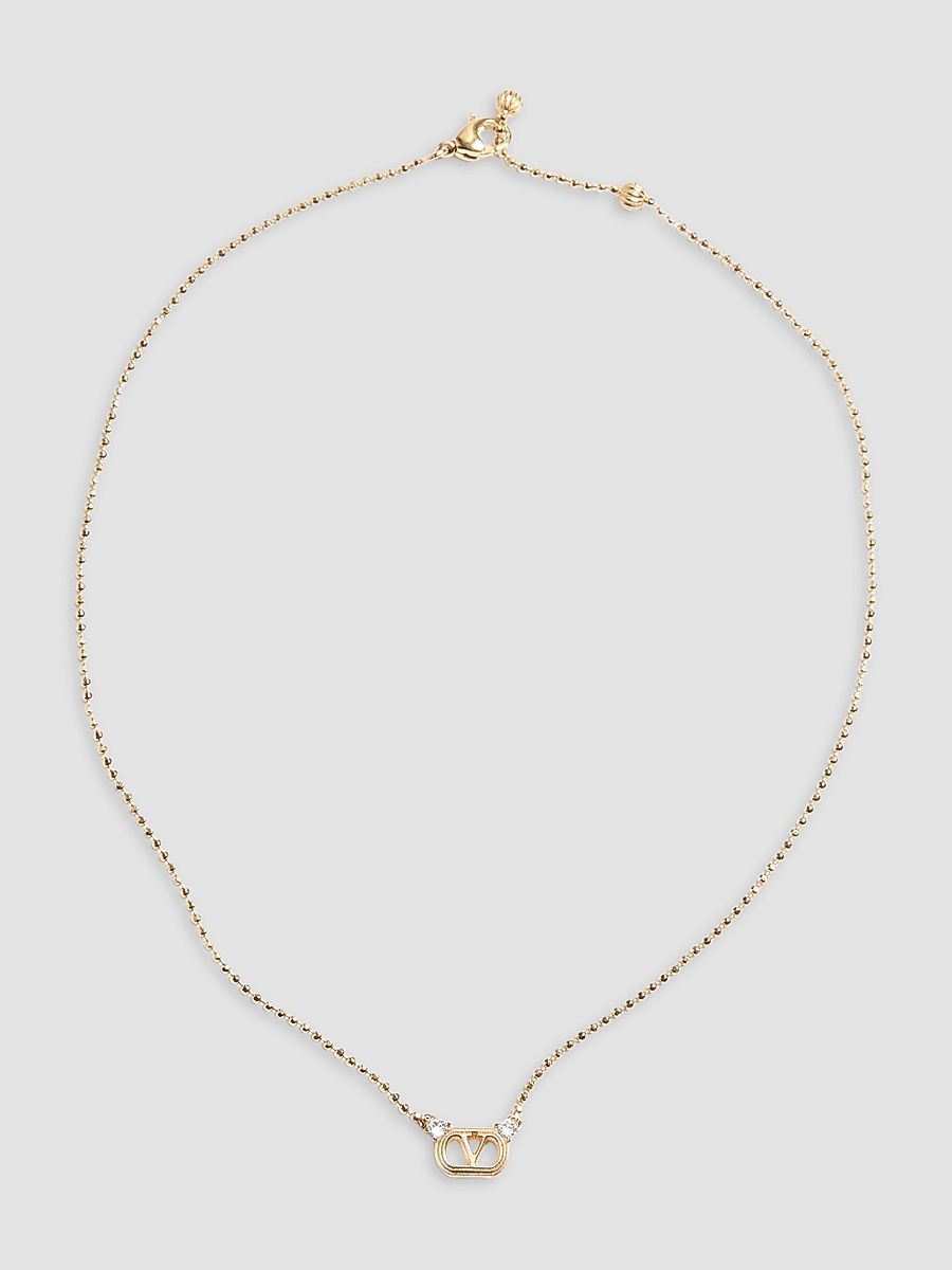 Women's Ovalette Necklace in Metal and Swarovski Crystals - Gold Crystal