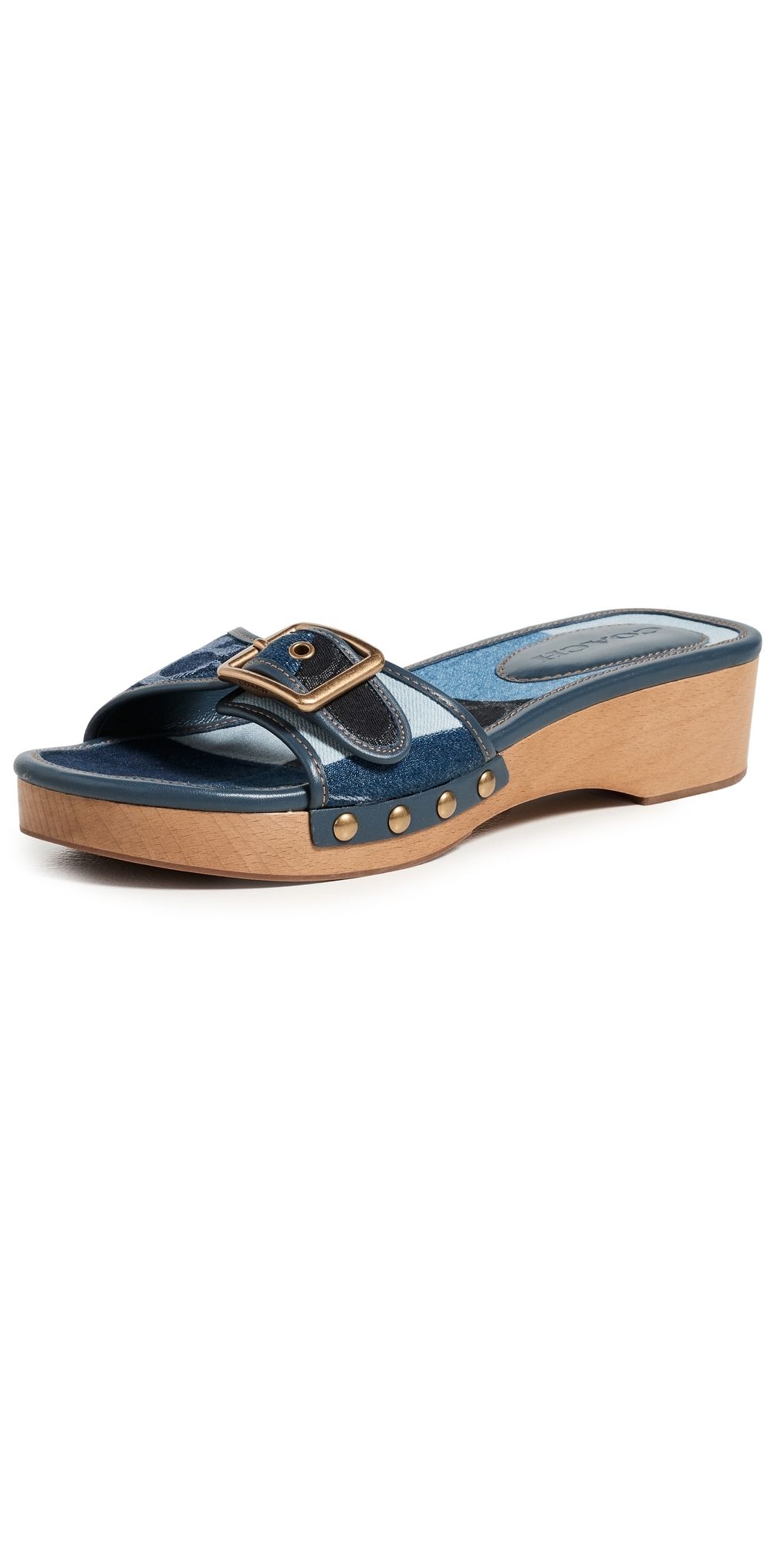Coach Margot Wooden Sandals Dark Indigo Patchwork Denim 9.5