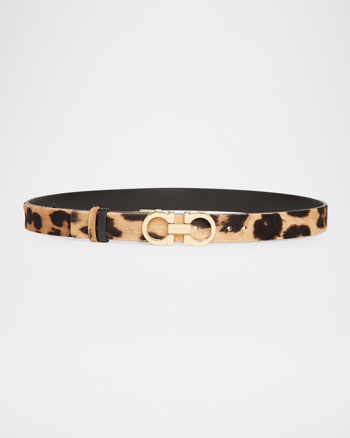 Leopard-Print Leather Belt