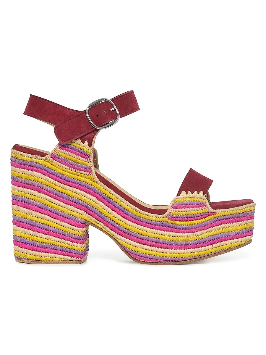 Women's Sardis 100MM Stripe Platform Sandals - Bordeaux Multi - Size 12