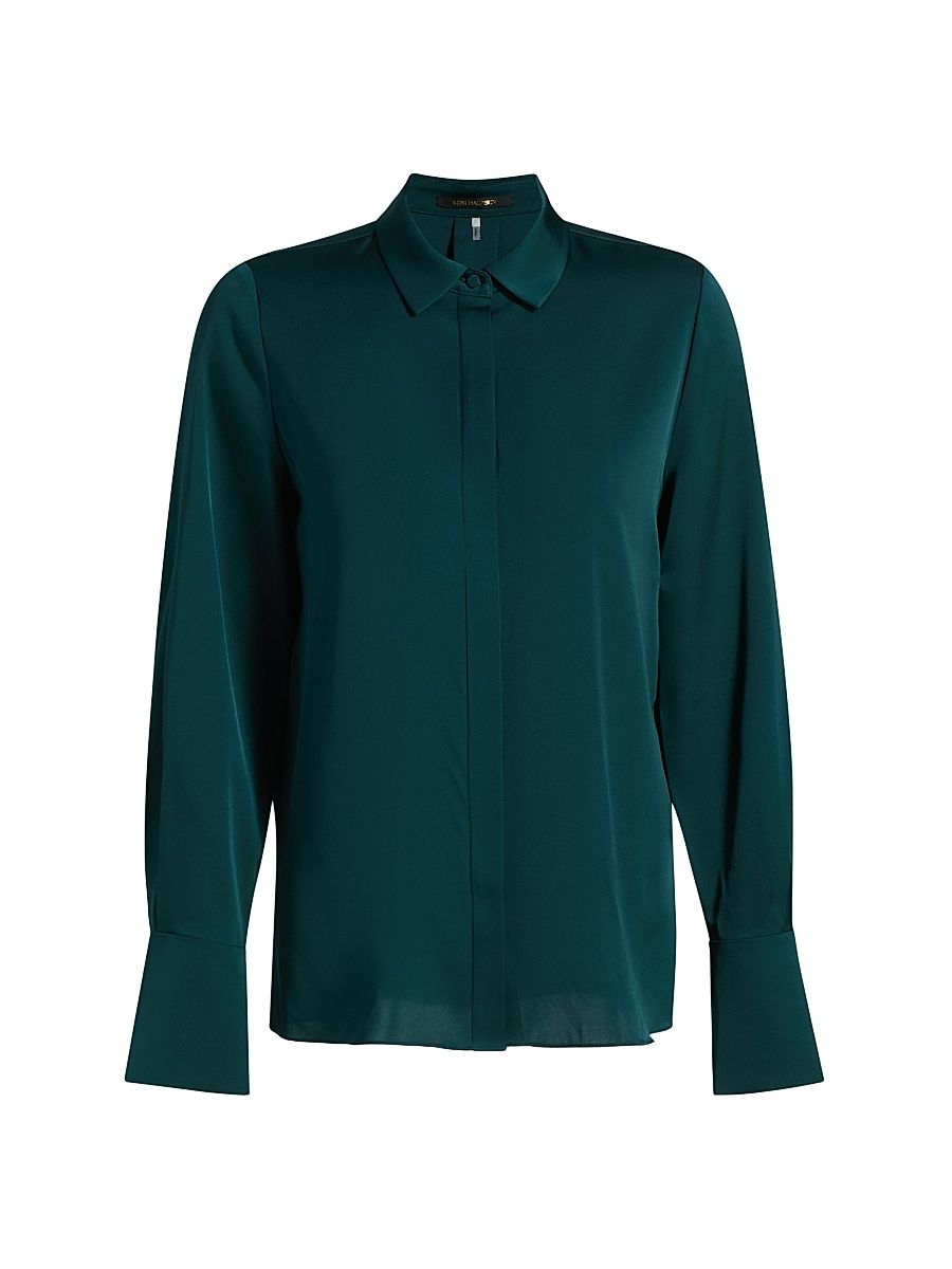 Women's Larissa Stretch-Silk Blouse - Alpine - Size XXL