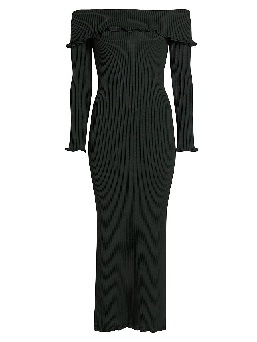 Women's Meadow Rib-Knit Off-The-Shoulder Midi-Dress - Kalamata - Size Large