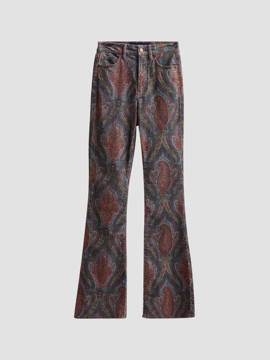Veronica Beard Women's Beverly Paisley Flare Jeans - Stone Blue Multi - Size 32