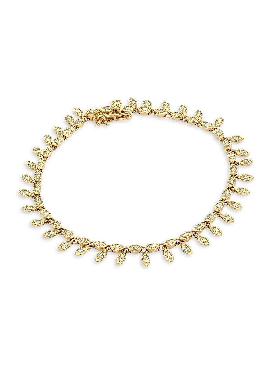 Women's 14K Yellow Gold & Diamond Marquis Eye Fringe Eternity Bracelet - Gold