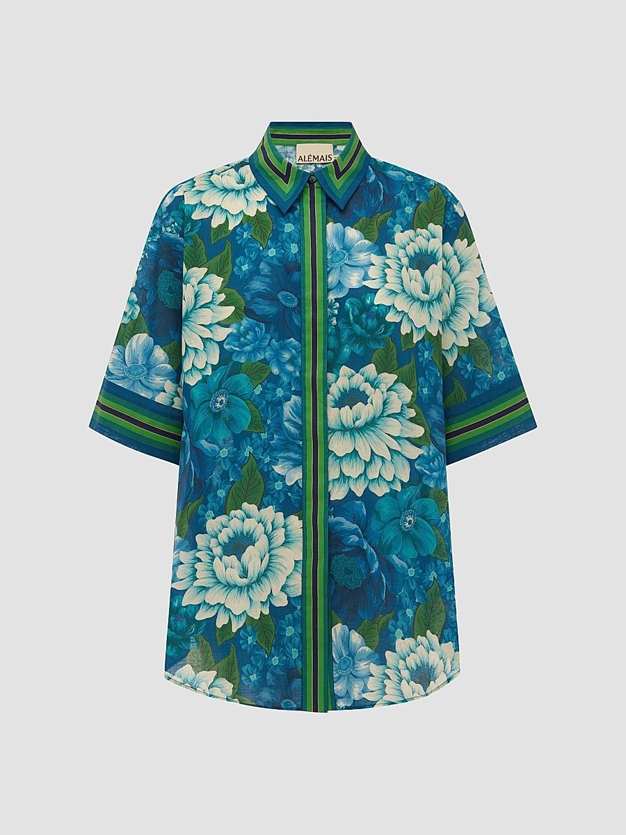 Women's Margo Floral Cotton Voile Shirt - Size 12
