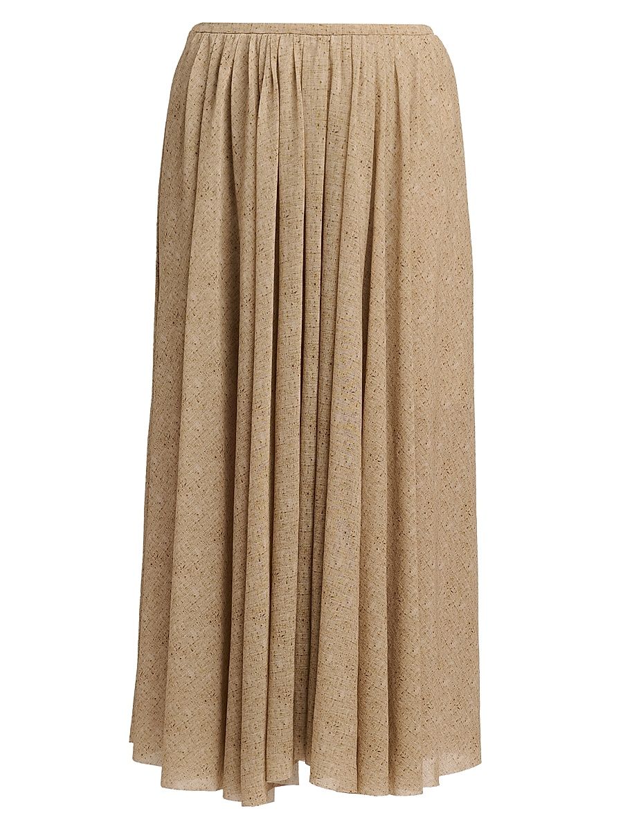 Women's Pleated Midi-Skirt - Beige - Size 12
