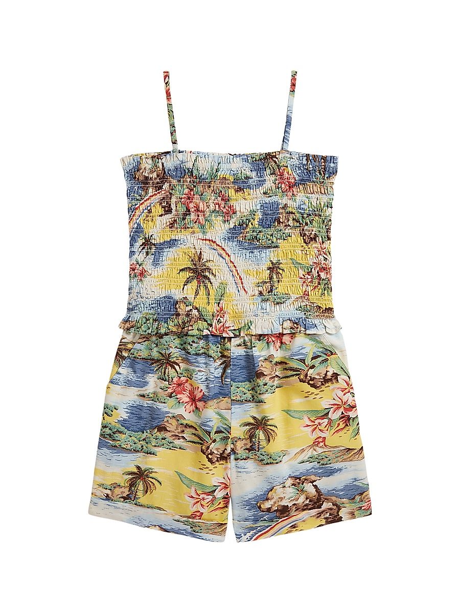 Little Girl's & Girl's Tropical-Print Smocked Top & Shorts Set - Rainbow Tropical - Size 7
