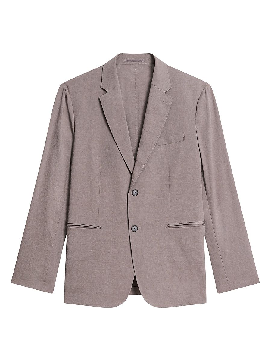 Men's Notch-Lapel Linen-Blend Blazer - Morel - Size 46