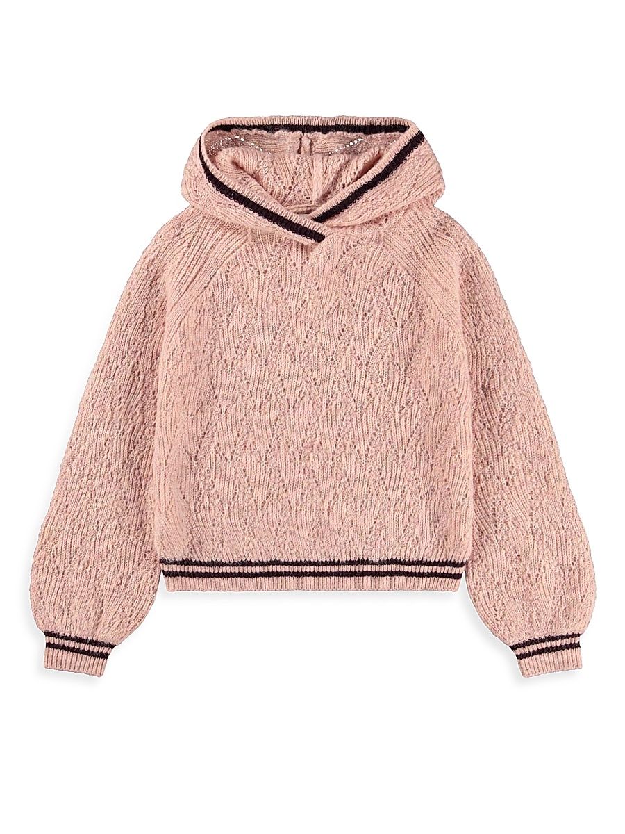 Little Girl's & Girl's Gitta Pointelle-Knit Hoodie - Petal Blush - Size 11