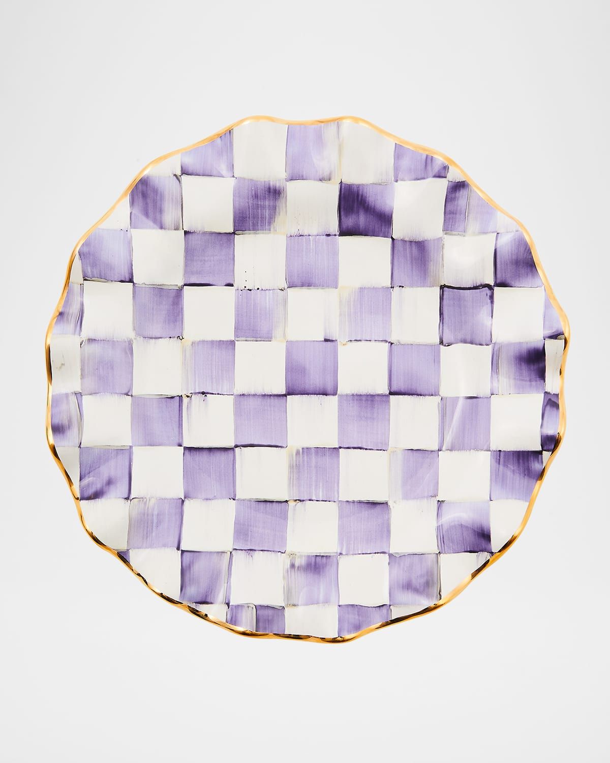 Plum Check Fluted Ceramic Dinner Plate