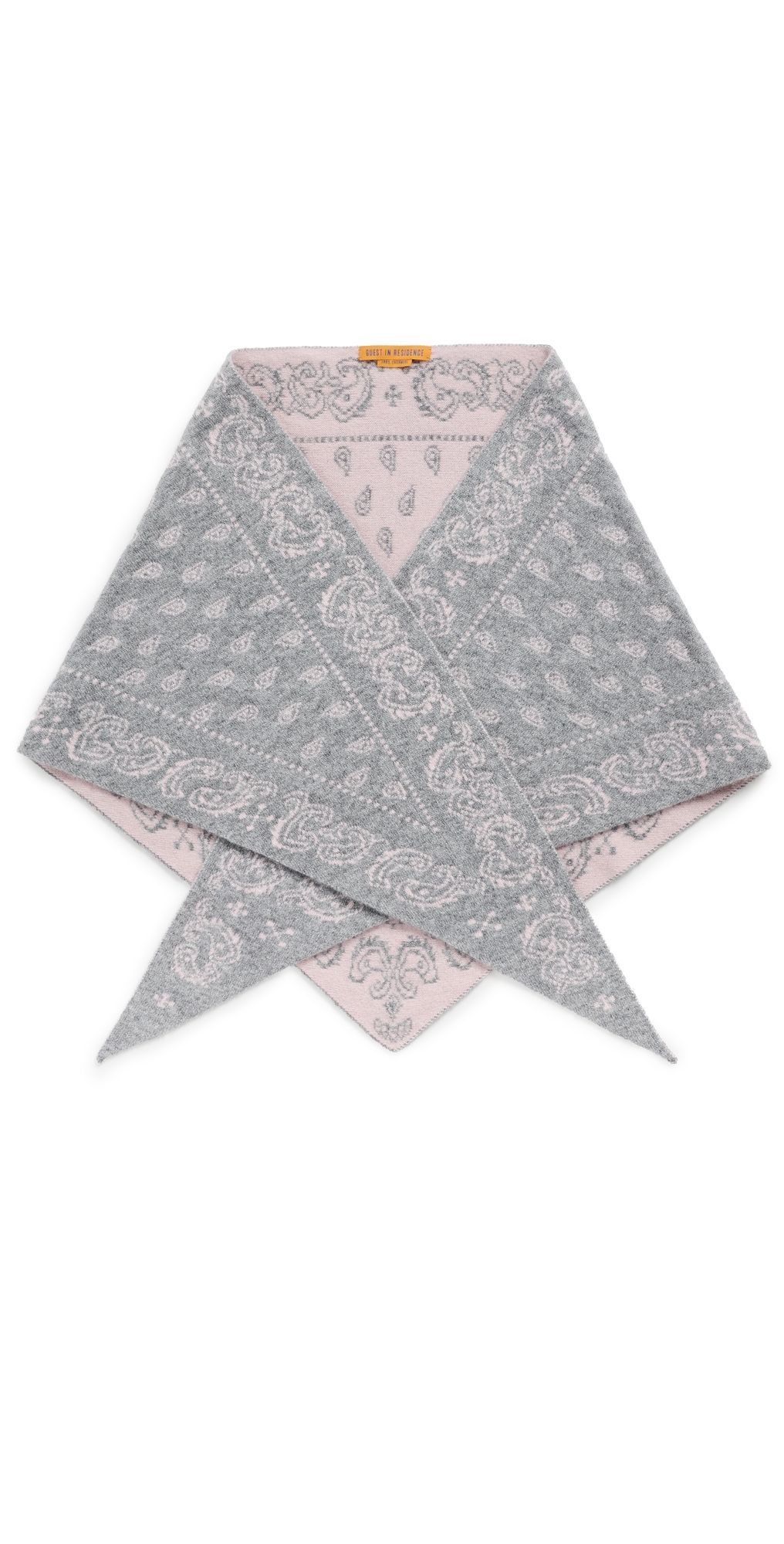 Guest in Residence The Wild Rag Cashmere Bandana Scarf Heather Grey/Powder Pink One Size