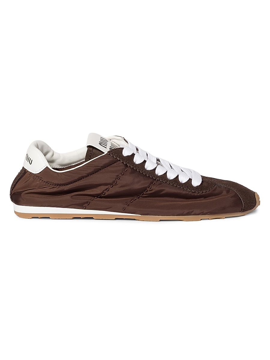 Women's Plume Technical Fabric and Suede Sneakers - Brown - Size 11