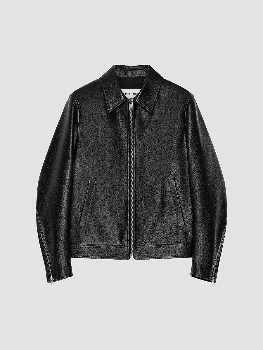 Givenchy Men's Biker Zipped Blouson in Leather - Black - Size 44