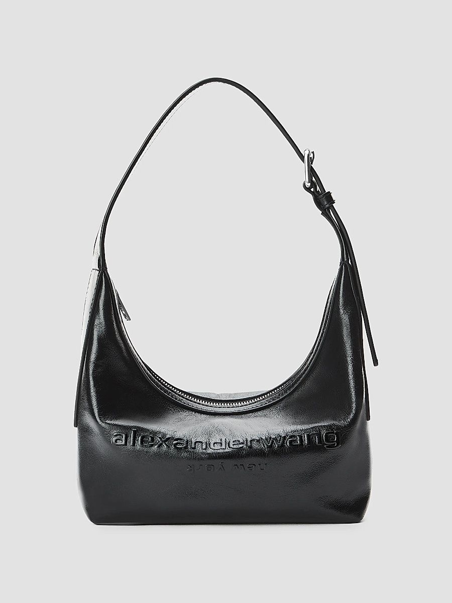 Women's Punch Small Leather Hobo Bag - Black