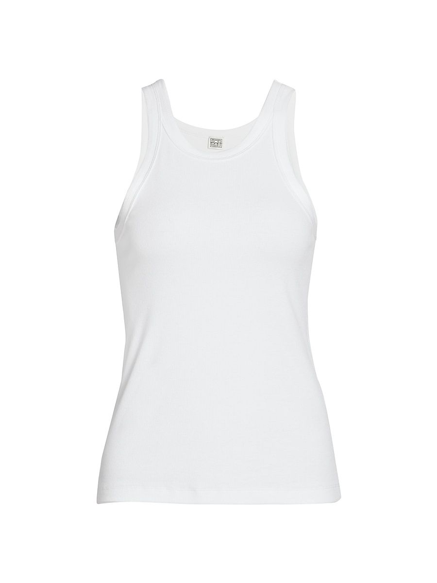 Toteme Women's Curved Rib Tank Top - White - Size Large