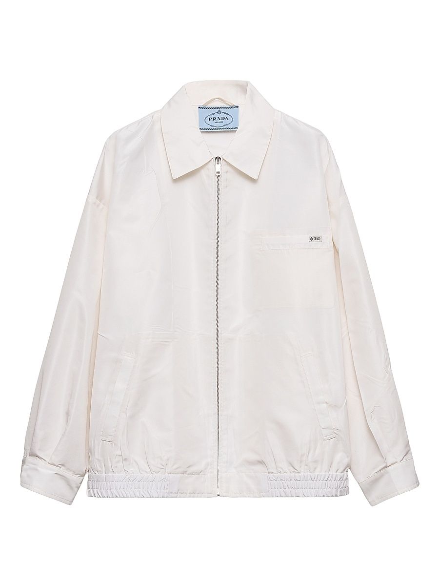 Women's Silk Faille Blouson Jacket - White - Size 8