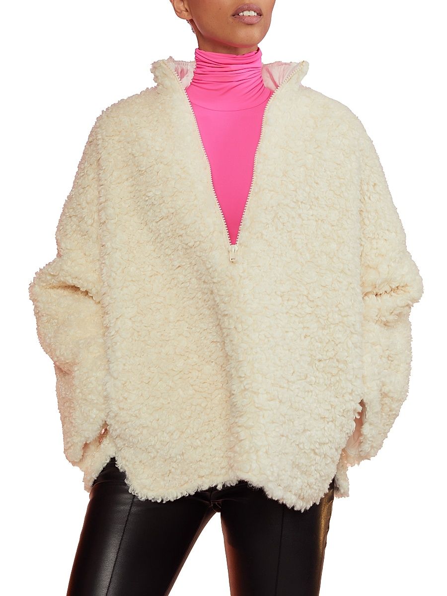 Women's Oversized Half-Zip Sherpa Sweater - Ivory - Size XS