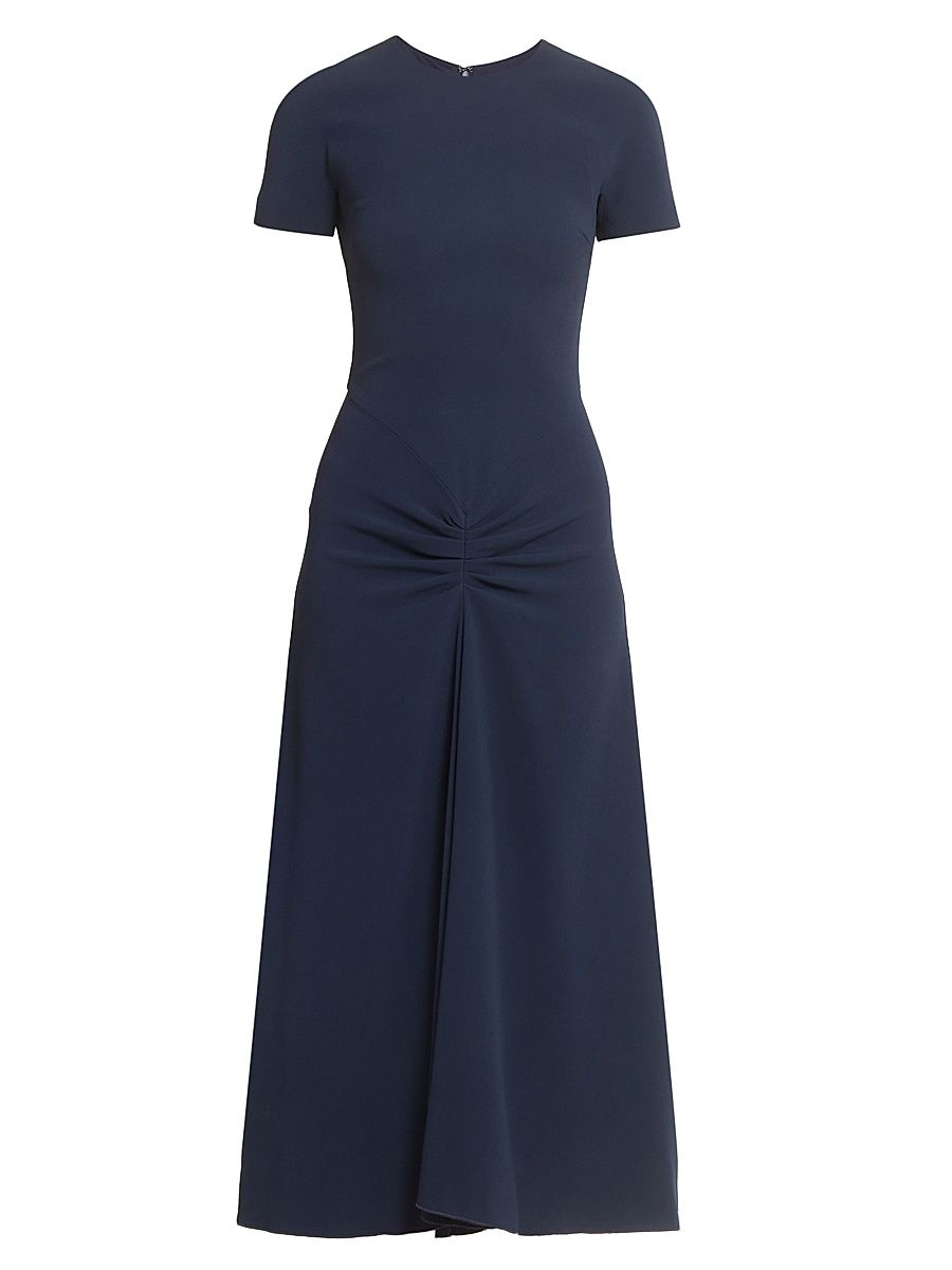 Women's Gathered Stretch Midi-Dress - Navy - Size 0