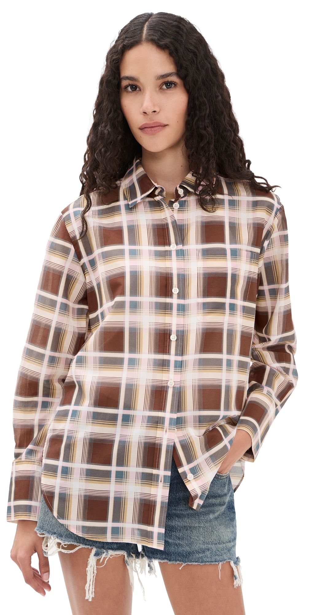 FRAME The Boy Shirt Silver Peony Plaid XL