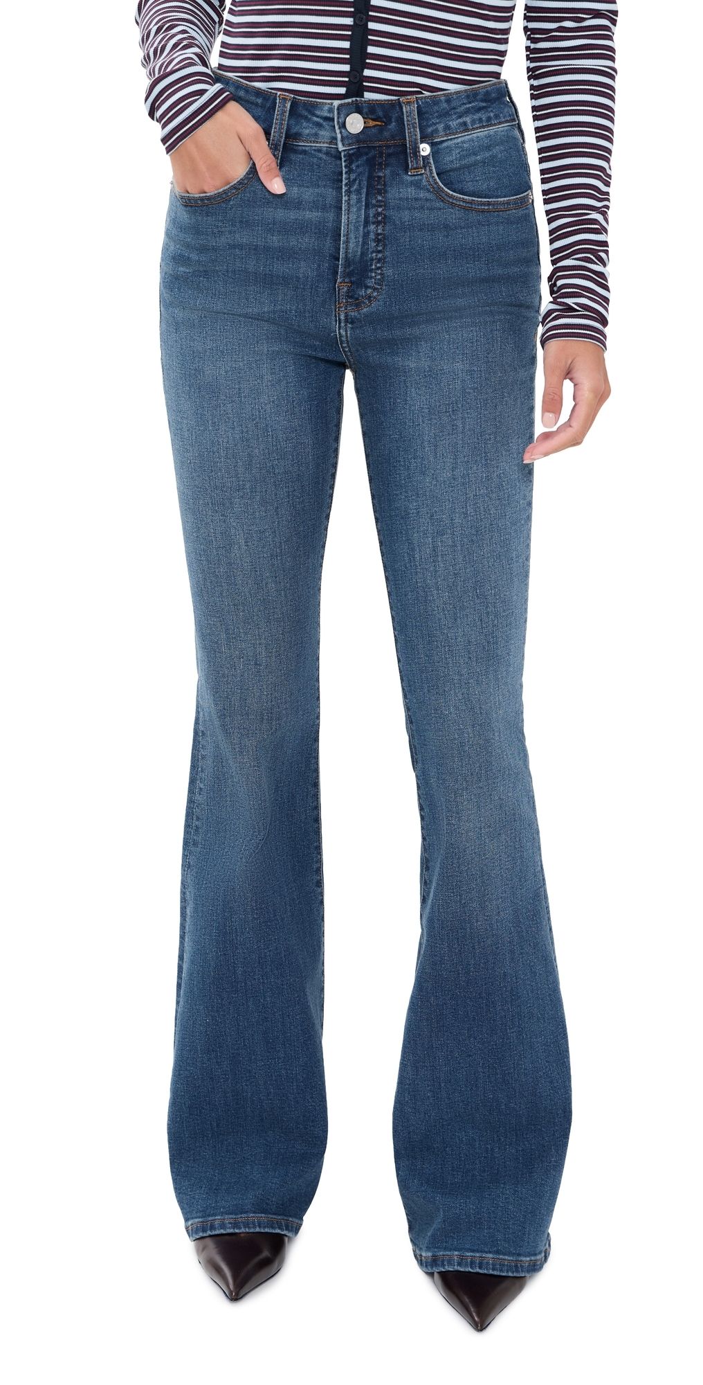 Good American Good Legs Flare Jeans Blue004 2