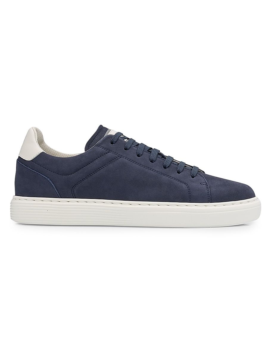Men's Suede Low-Top Sneakers - Blue - Size 10