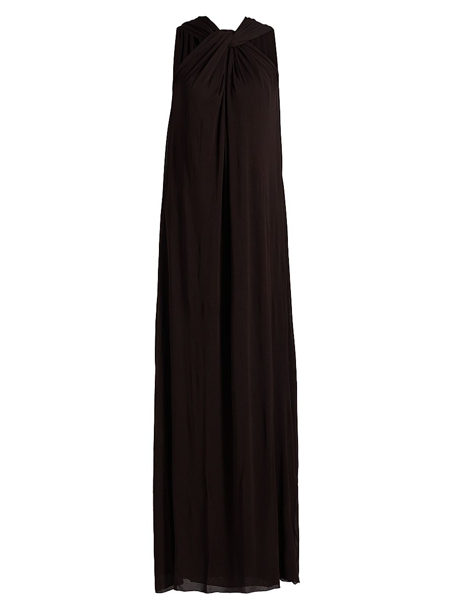 Women's Knotted Cape-Back Gown - Chocolate Brown - Size 6