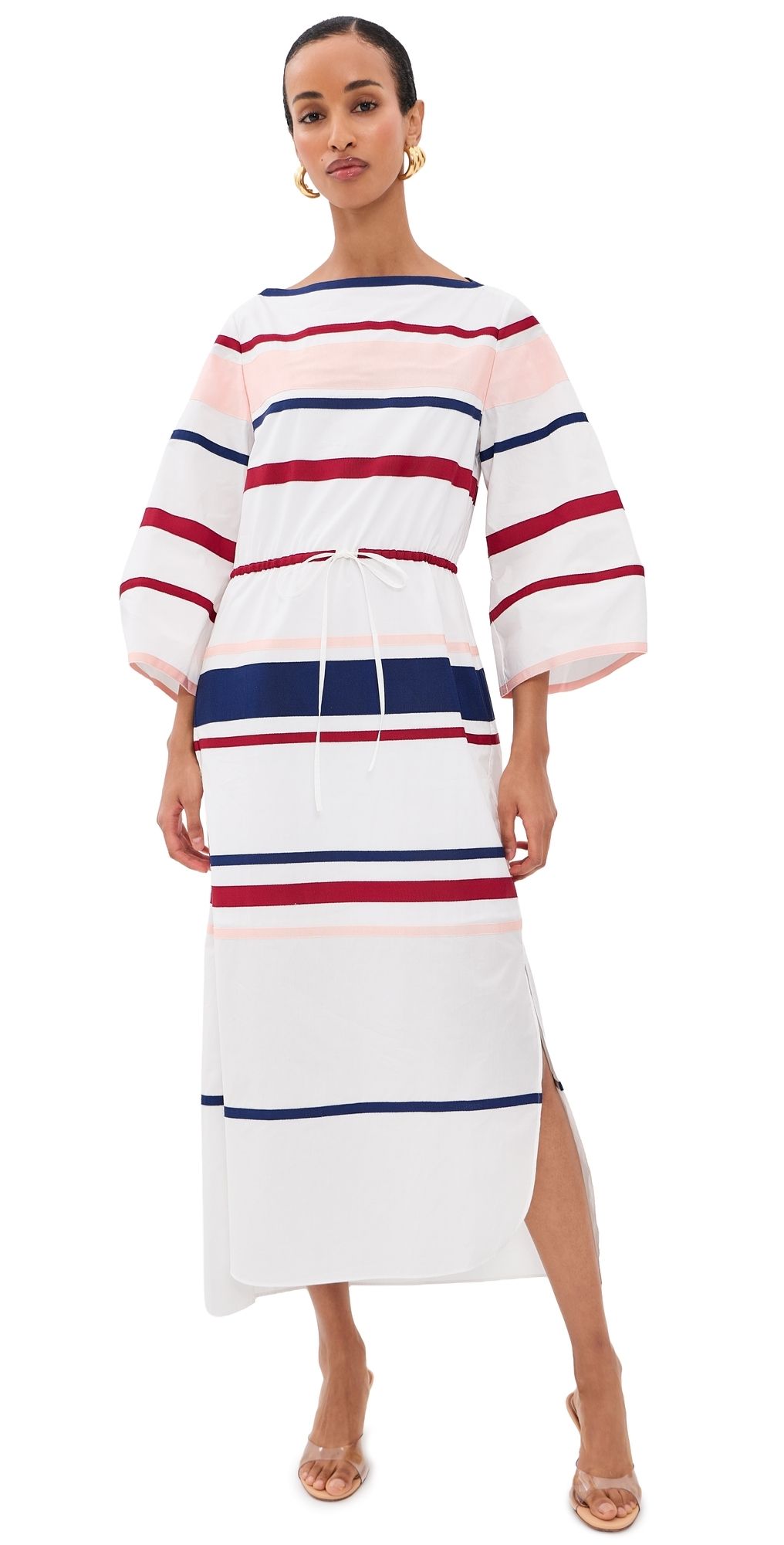 Rosie Assoulin Ribbon Caftan Dress White Multi L