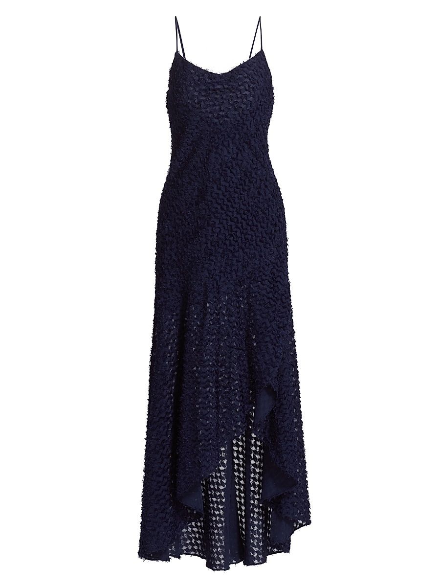 Women's Lorena Textured High-Low Maxi Dress - Spring Navy Clip - Size 4