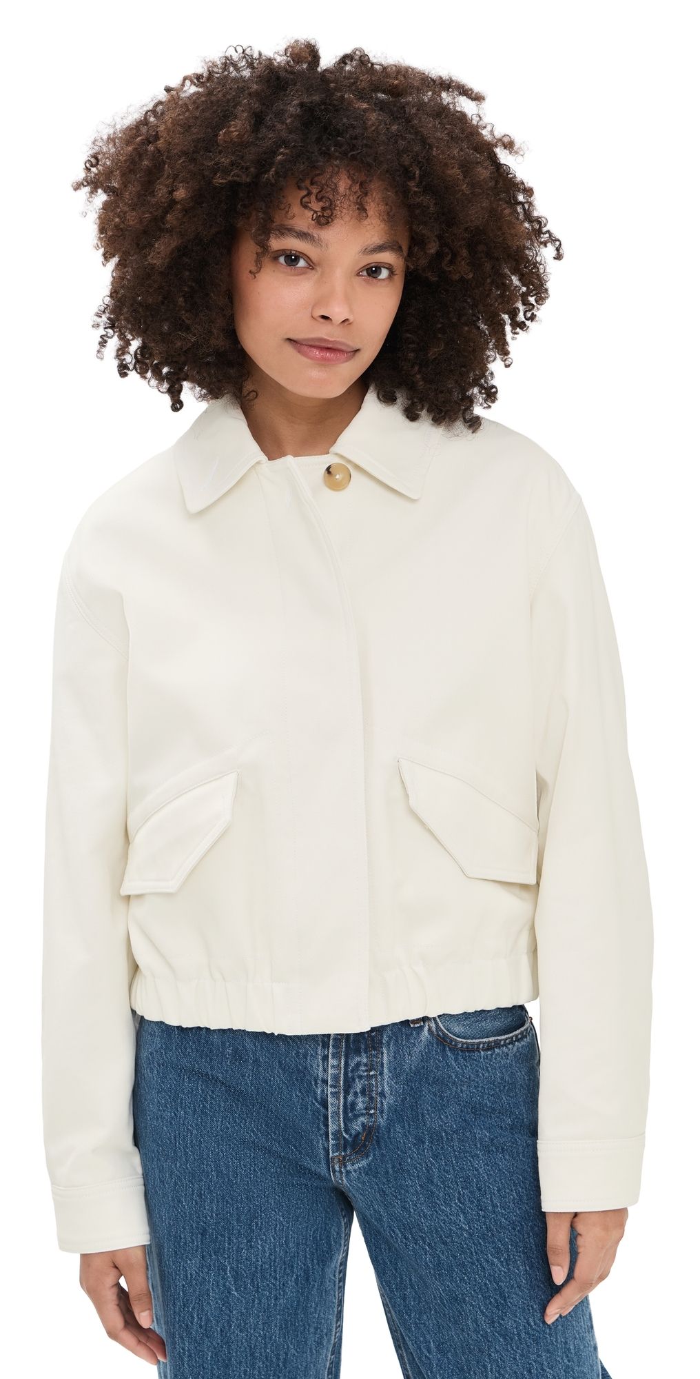 Vince Cotton Bomber Jacket Chalk XS