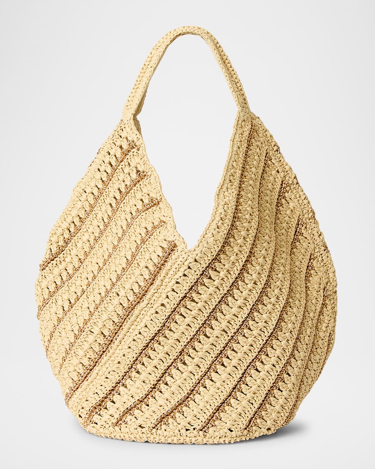 Harper Striped Straw Hobo Bag