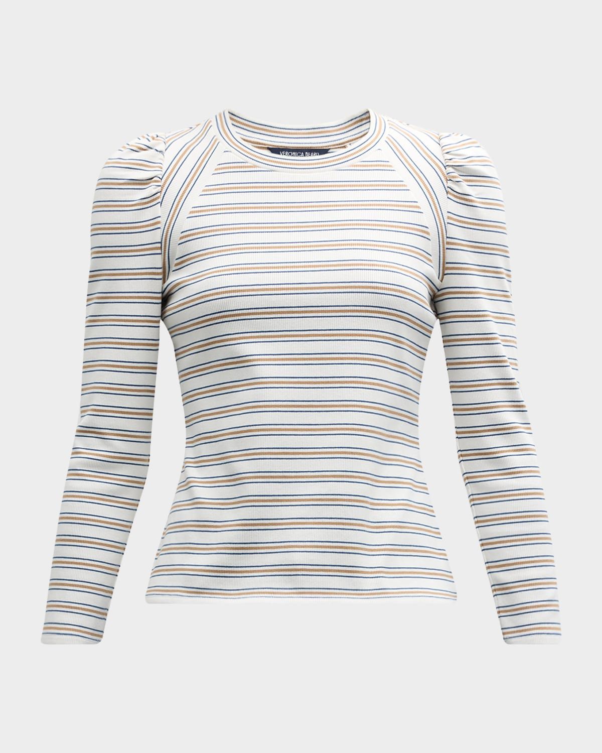Delano Stripe Puff-Sleeve Top