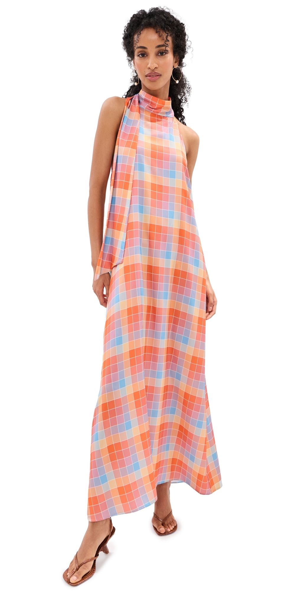 Madelynne Dune Maxi Dress Multi Plaid S