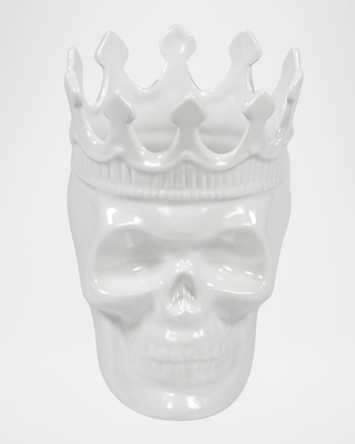 White Louise Skull Candle, 23.3 oz. - Rose de Vents Scent