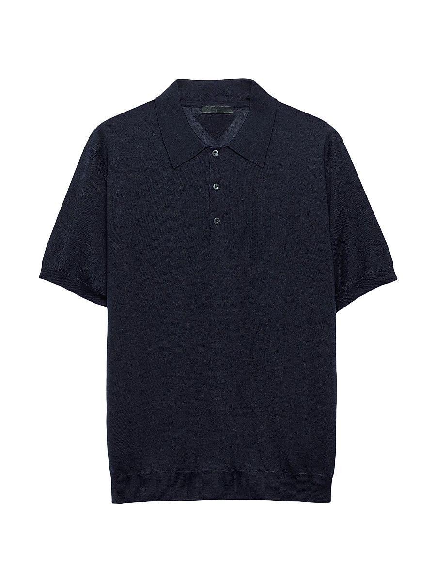 Men's Cashmere and Silk Polo Shirt - Blue - Size 44