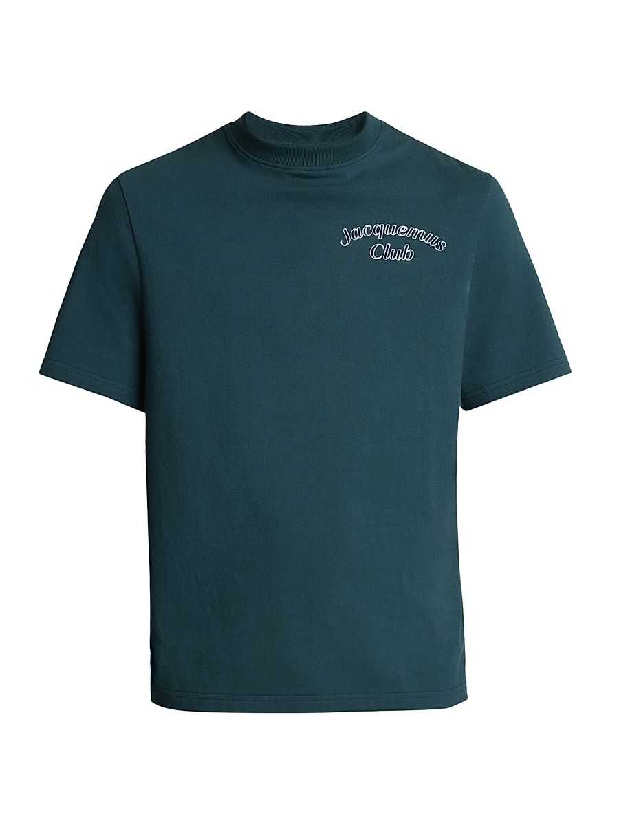 Men's Club Logo Cotton Crewneck T-Shirt - Green - Size Large