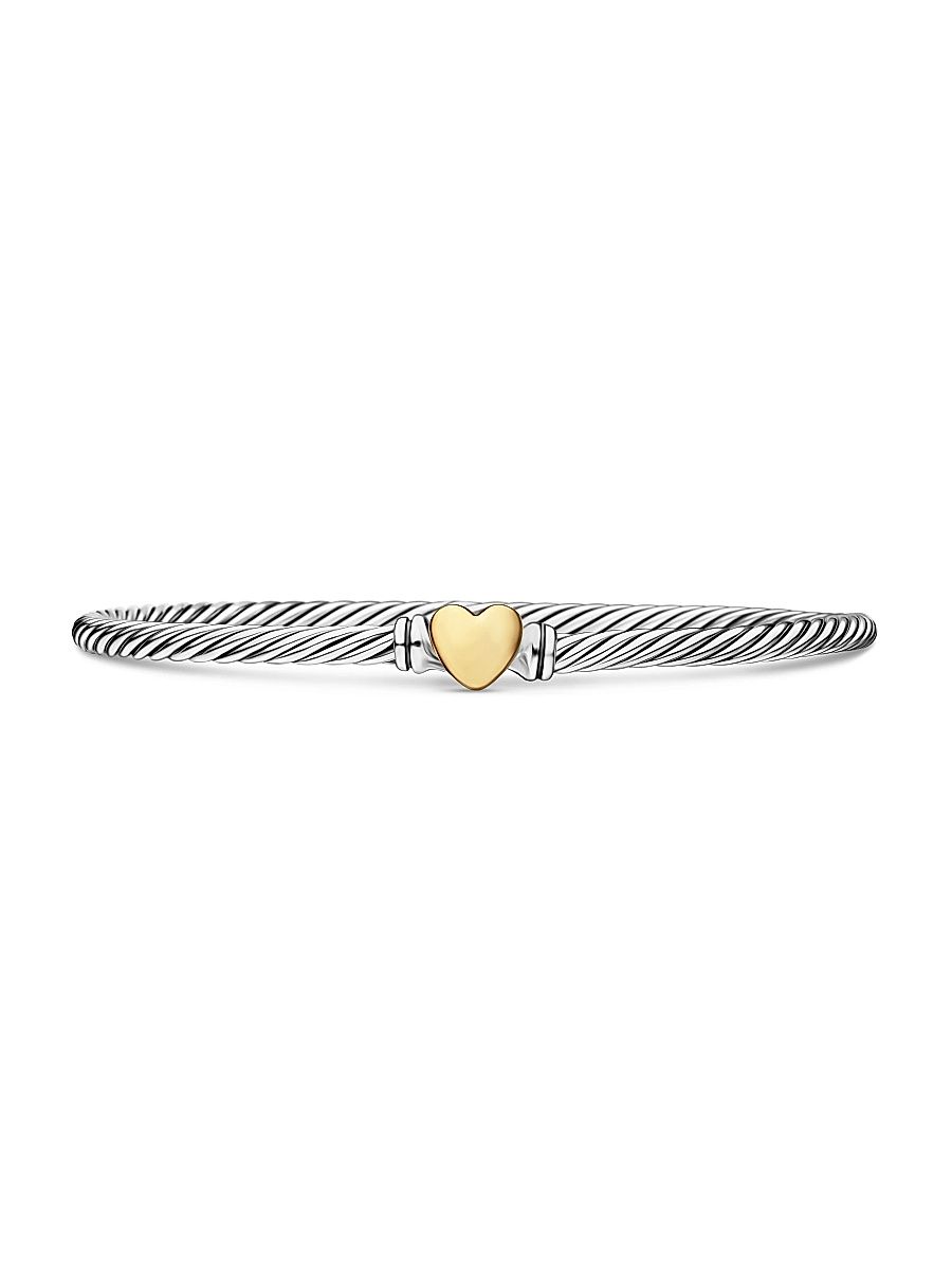 Women's Classic Cable Heart Station Bracelet in Sterling Silver - Silver - Size Large