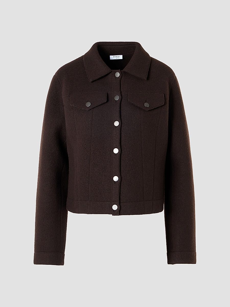 Women's Boiled Wool Jacket - Espresso - Size 10