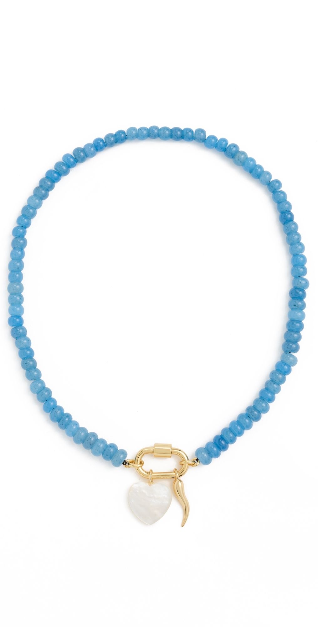 Madewell Beaded Italian Horn Carabiner Necklace Soft Blue One Size