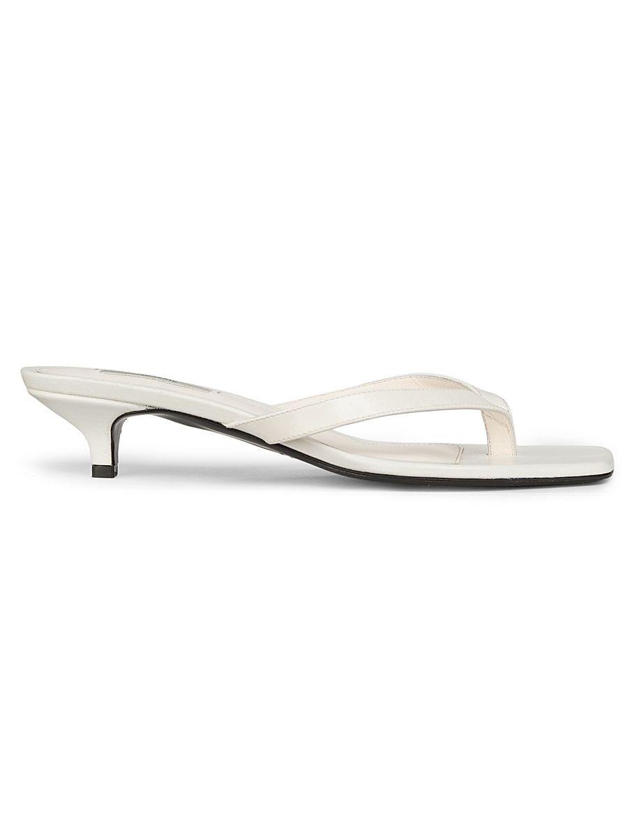 Women's 35MM Leather Kitten-Heel Sandals - Off White - Size 11