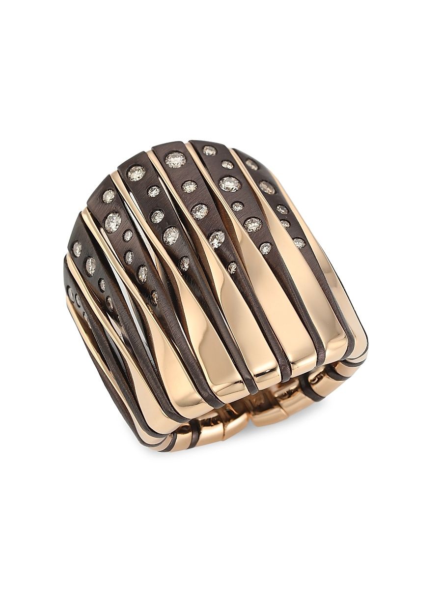 Women's Coucher Du Soleil 18K Rose Gold, Bronze & Diamond Tapered Ring - Rose Gold Bronze - Size 6
