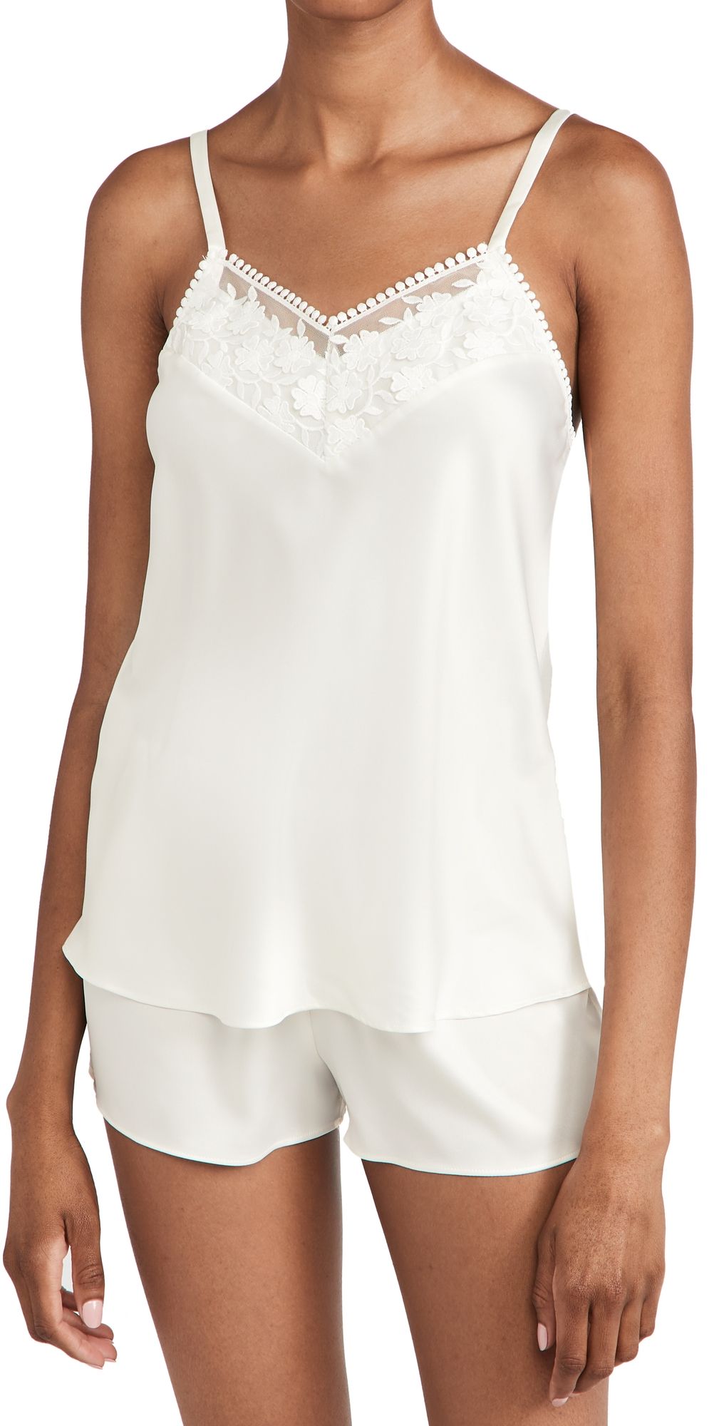 Flora Nikrooz Kylie Charmeuse Cami Set with Lace Ivory L