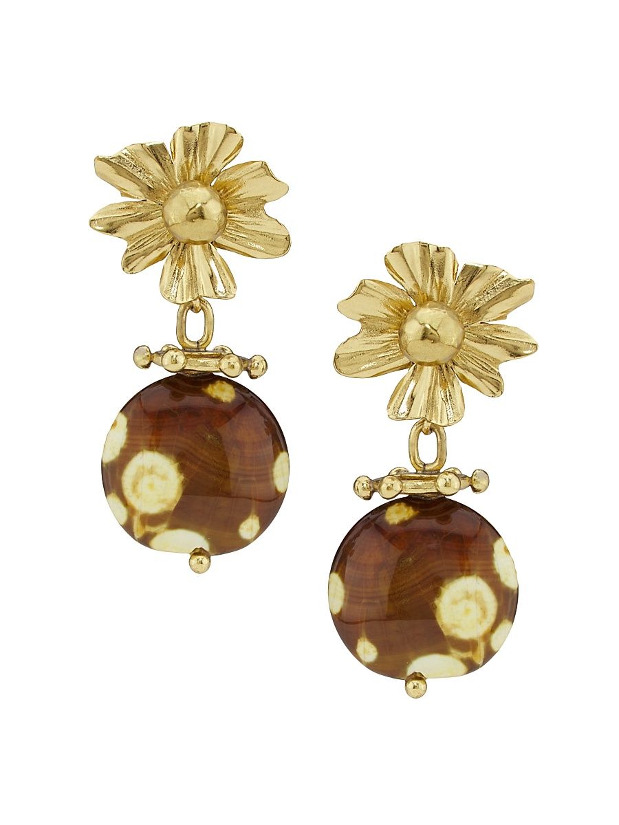 Women's Lilah Goldtone & Spotted Jasper Drop Earrings - Jasper