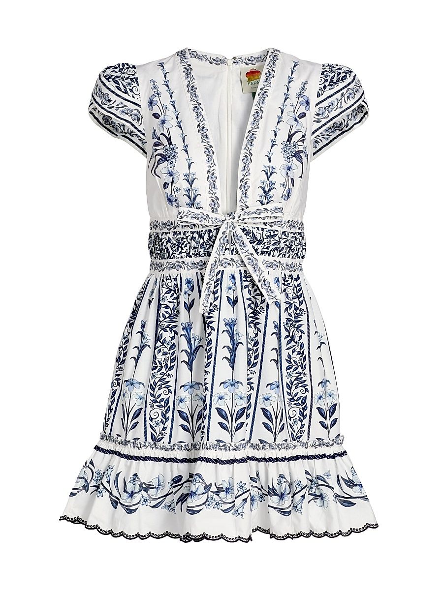 Women's Flowers Arch Ruffled A-Line Minidress - Off White - Size XL