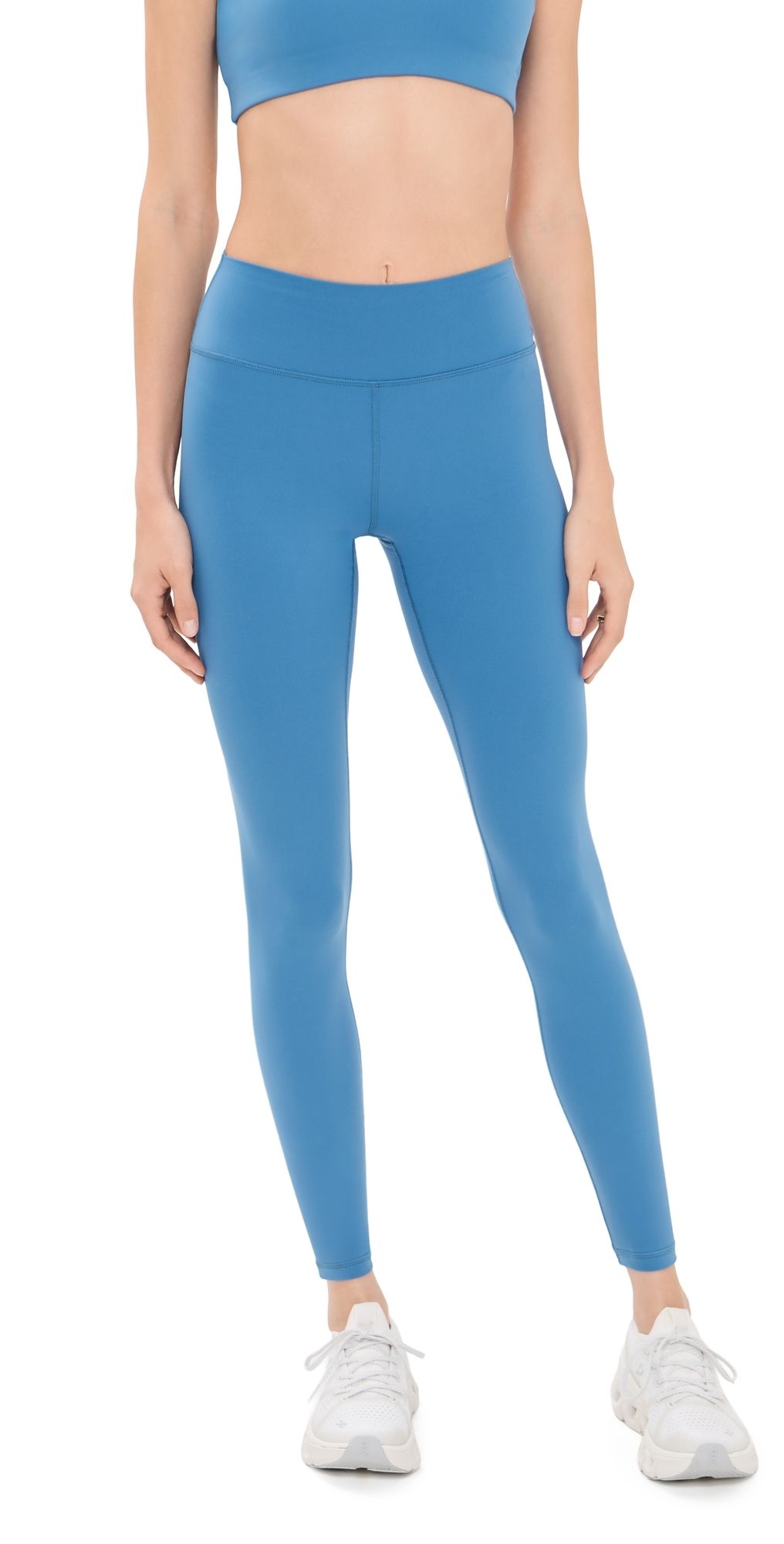Sporty & Rich Bold Logo Full Leggings Dusty Blue White M