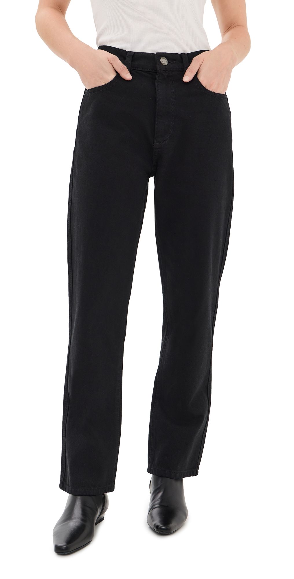 DL1961 Cate Classic High Rise Straight Petite Jeans 27 Black/Highluxe 28