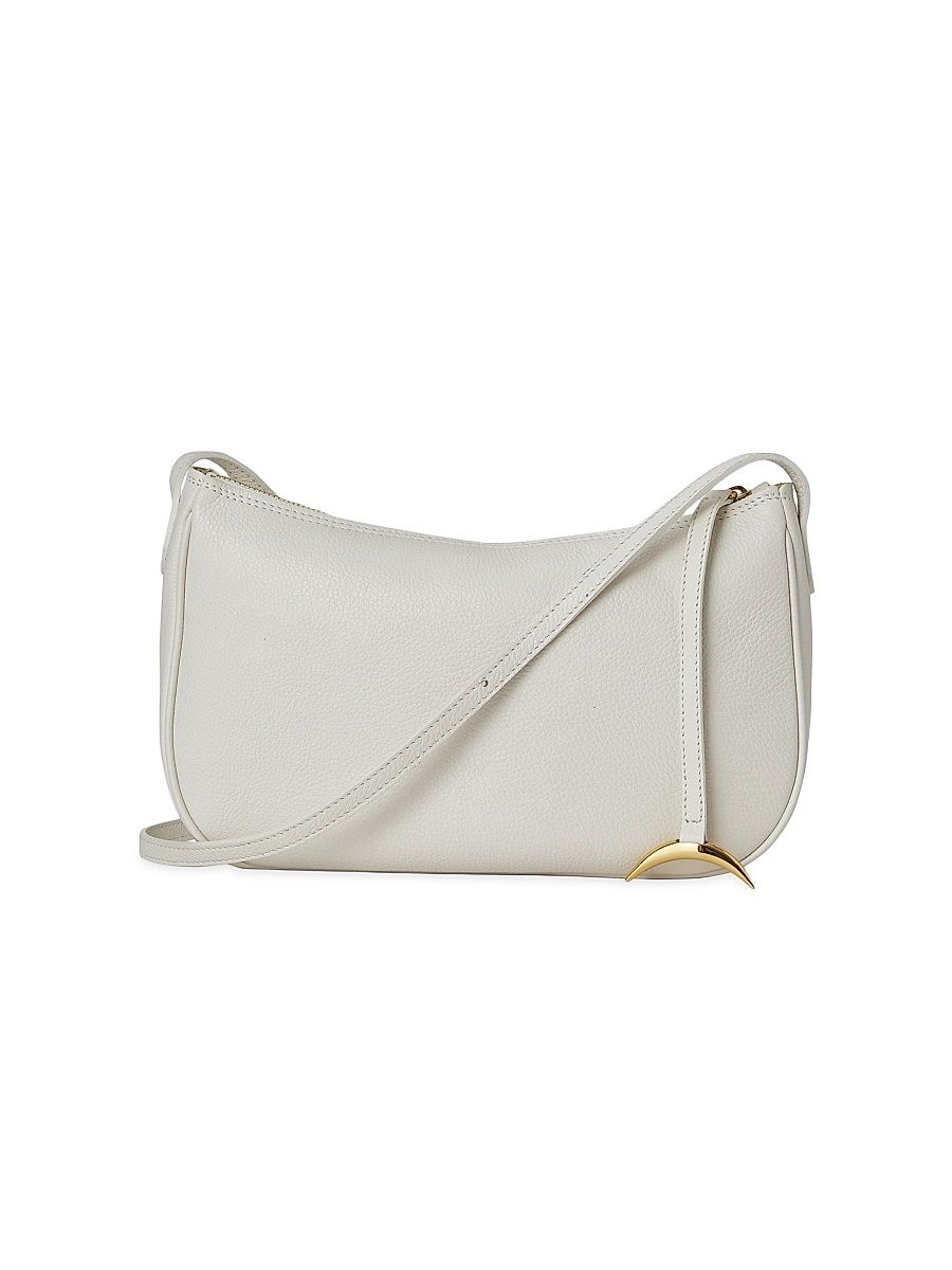 Women's Moon Midi Grained Leather Bag - Cream