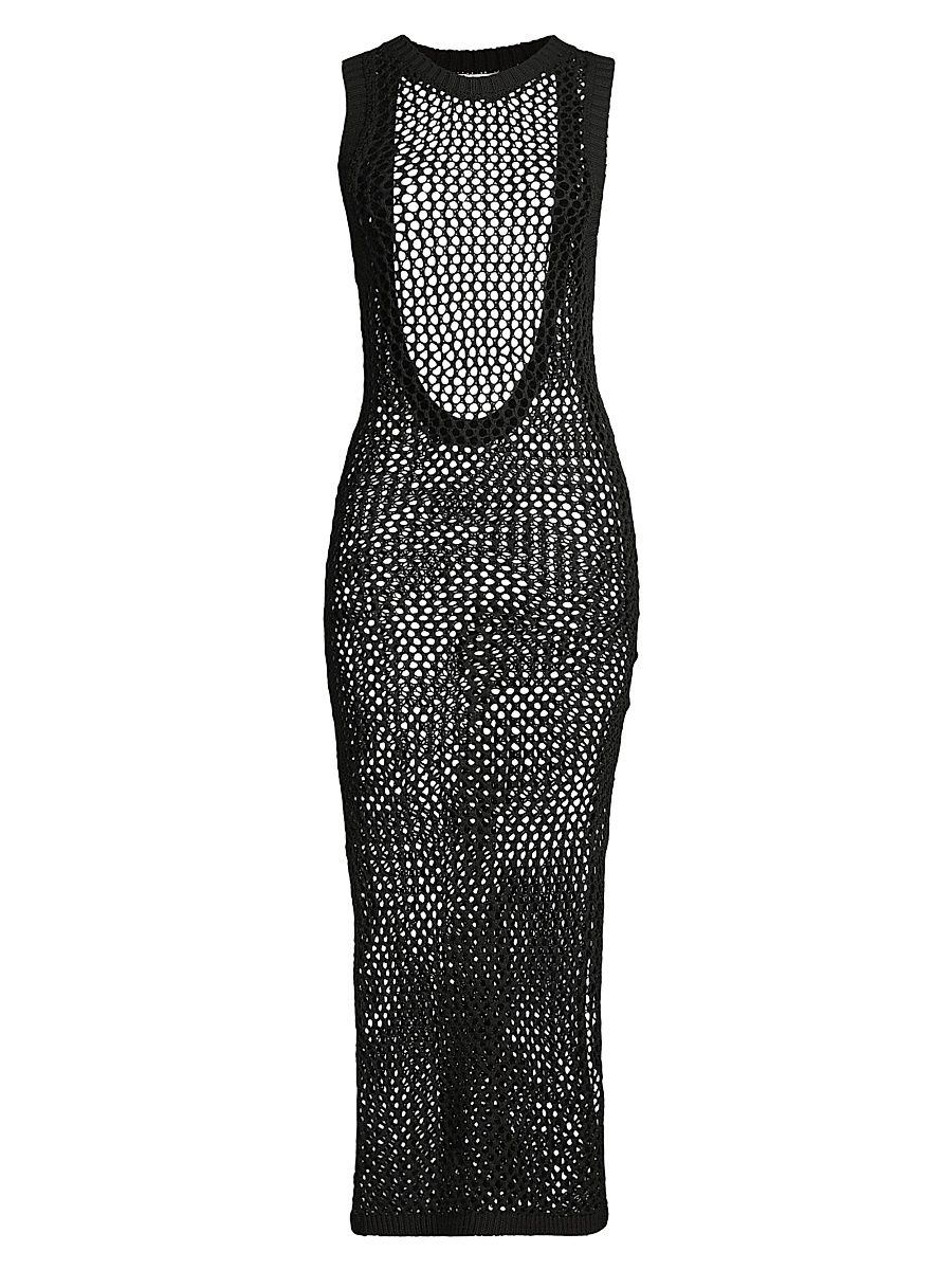 Women's Holly Net Cover-Up Midi-Dress - Black - Size XL