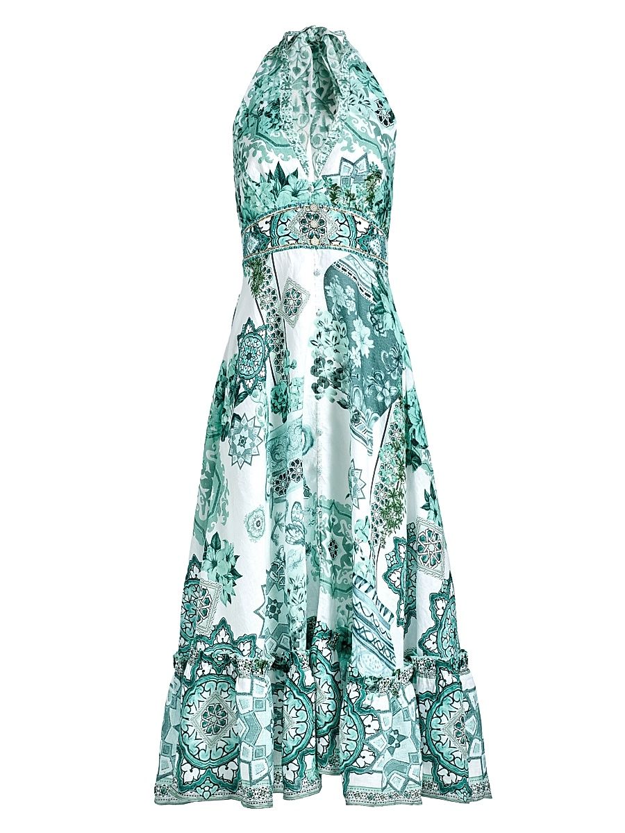 Women's Balearic Printed Ruffle Halter Midi-Dress - Balearic - Size Small