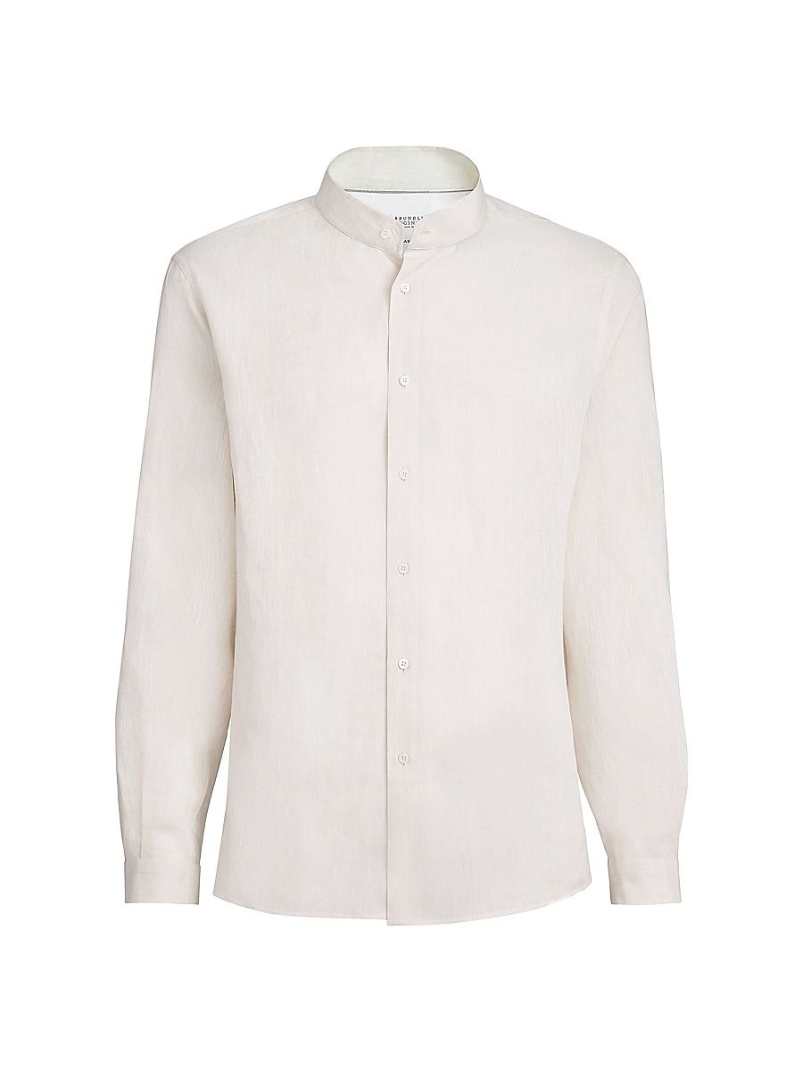 Men's Linen Easy Fit Shirt with Mandarin Collar - Panama - Size XXXXL